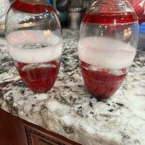 Murano Scarlet and Ivory small bud Glass vases